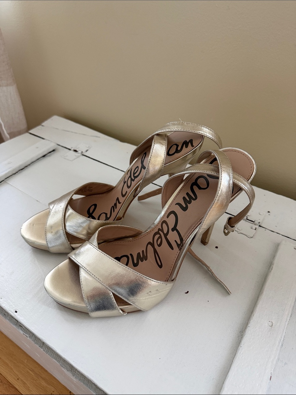 Sam Edelman Metallic Gold Strappy High-Heel Sandals